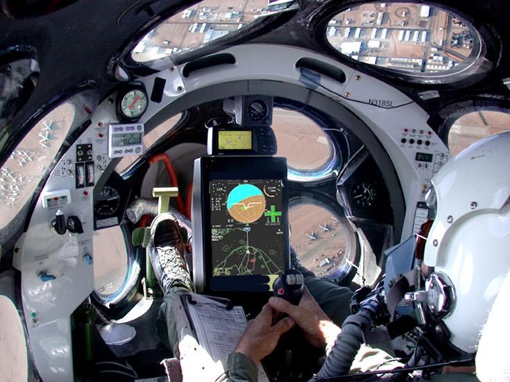 SpaceShipOne cockpit with the Flight Director Display (FDD) at center.