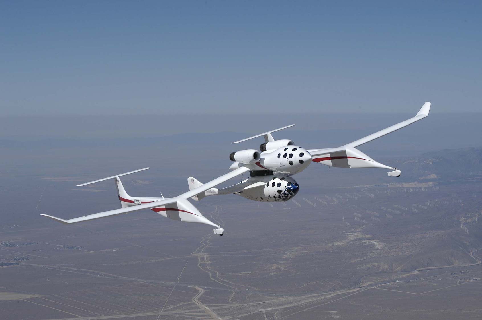 SpaceShipOne and WhiteKnightTwo captive carry flight.